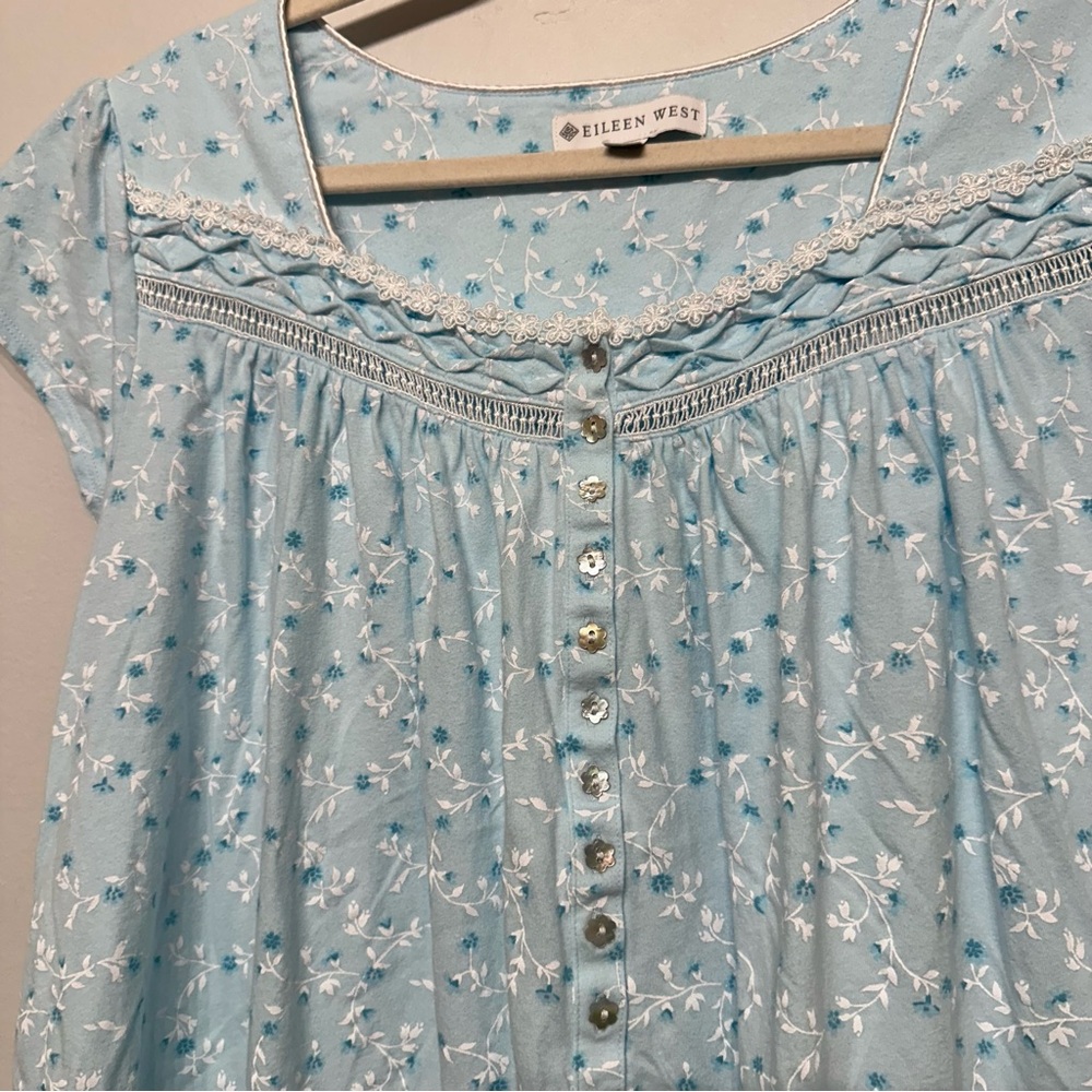 Eileen West Floral Ruffle Hem Night Gown Night Dress - Picture 4 of 6